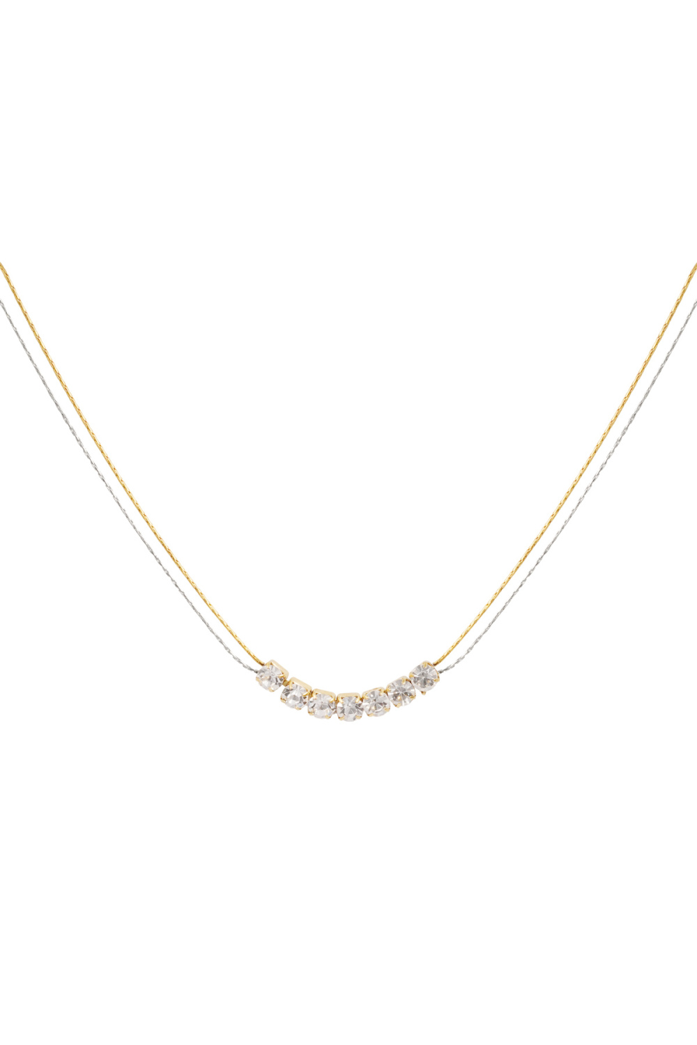 Collier Couleur Or/Argent Avec Pierre