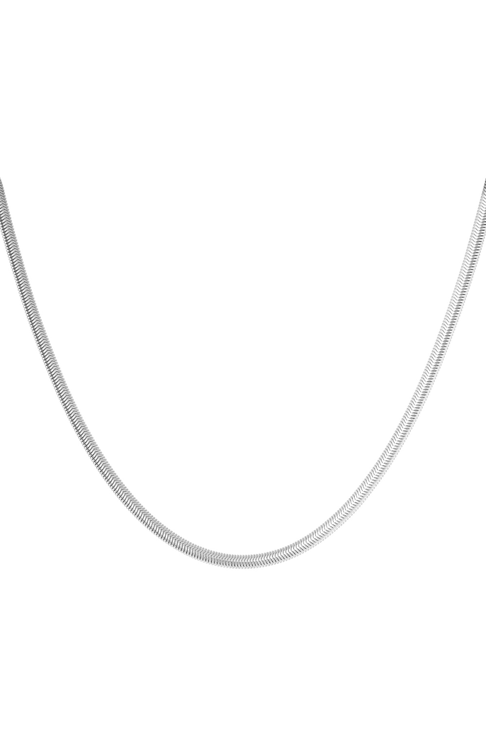 Collier Plat Avec Imprimé Long - Argent-4.0Mm 