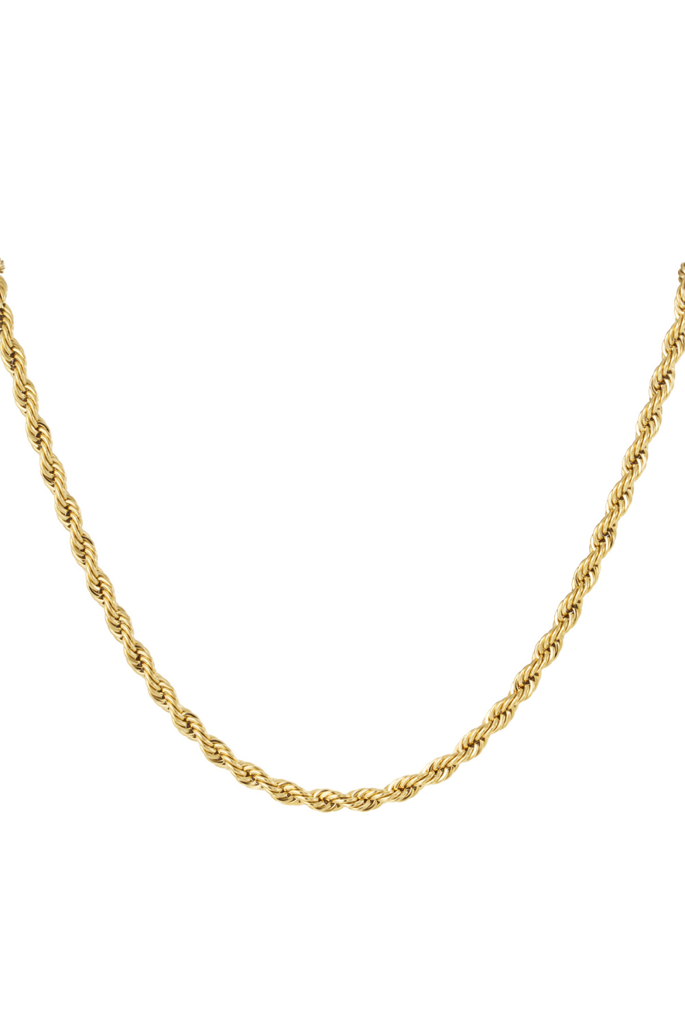 Collier Unisexe Épais Torsadé 60Cm - Doré-4.5Mm 
