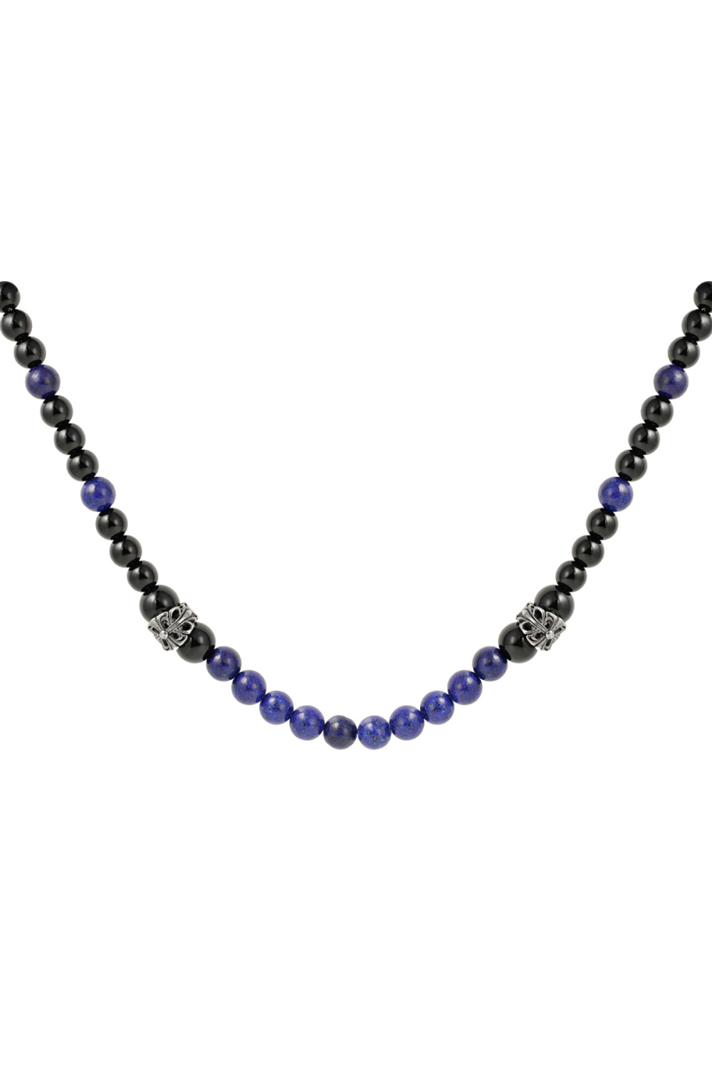 Collier Perles Homme - Noir/Bleu 