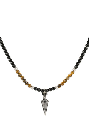 Collier Perles Avec Breloque Homme - Marron h5