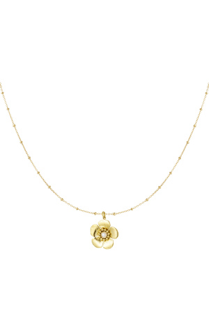 Collier Boule Avec Pendentif Fleur Et Perle - Doré h5 