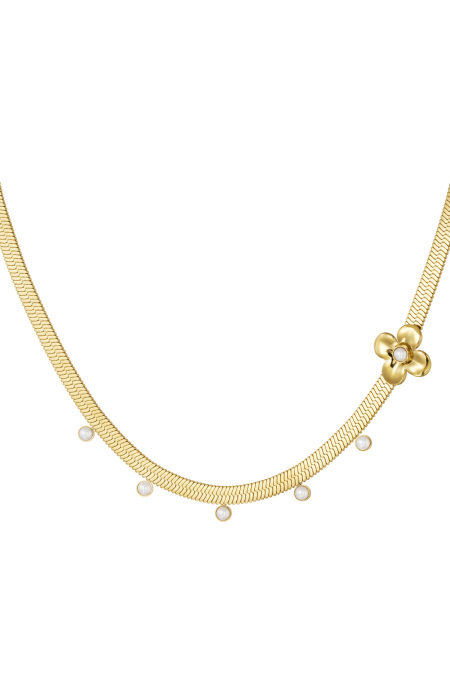 Collier chunky plat avec pendentif fleur - doré