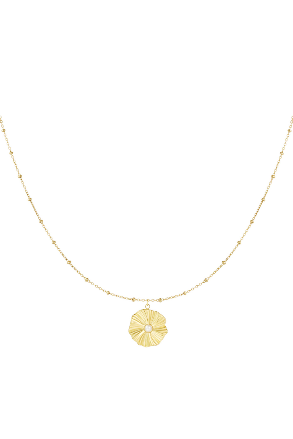 Collier Boule Avec Fleur Simple - Doré 