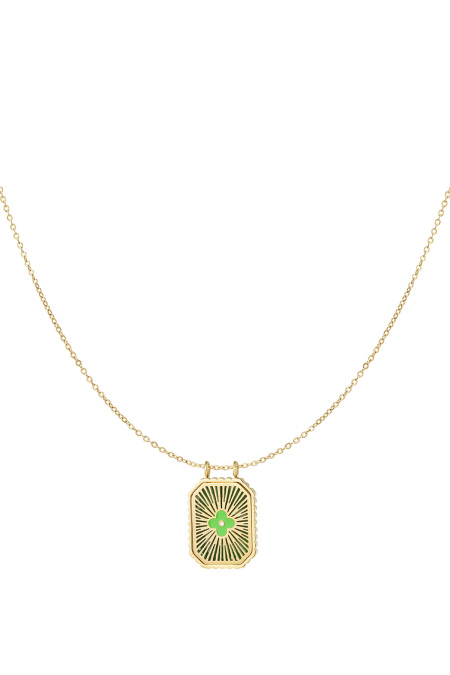 Collier breloque fleur colCouleur orée - Couleur or vert
