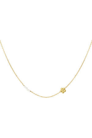 Collier De Perles Fleurs - Doré h5