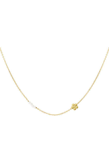 Collier de perles fleurs - doré