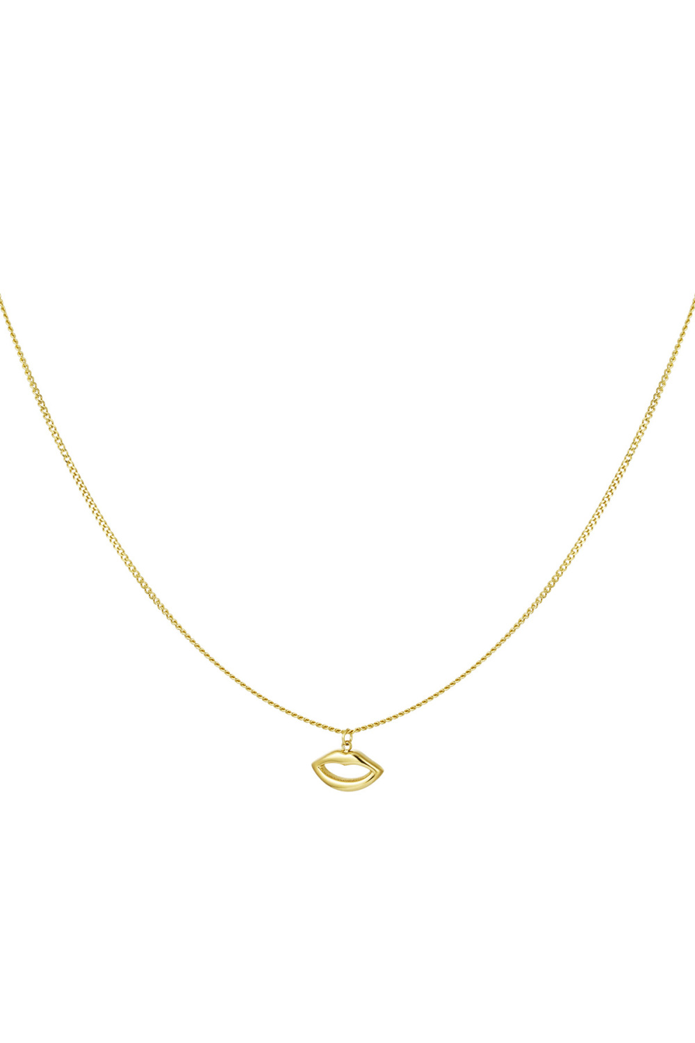 Collier Simple Avec Breloque Lèvres - Doré  
