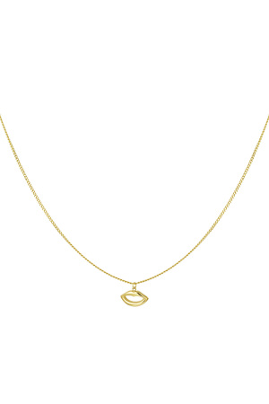 Collier Simple Avec Breloque Lèvres - Doré  h5 