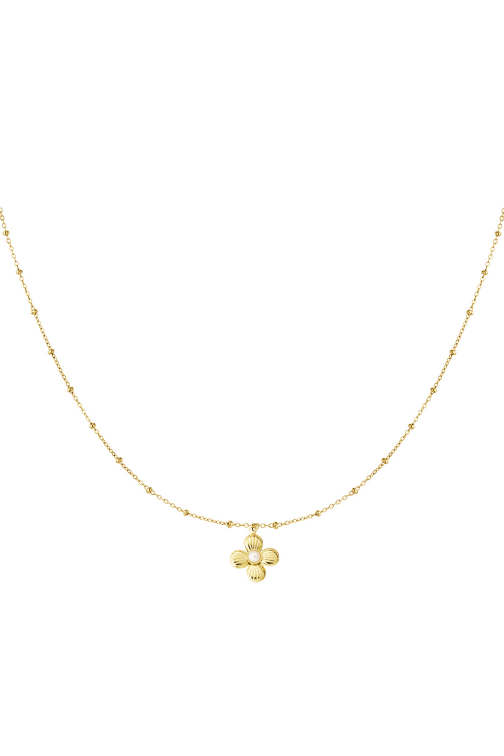 Collier Fleur Avec Perle - Doré 