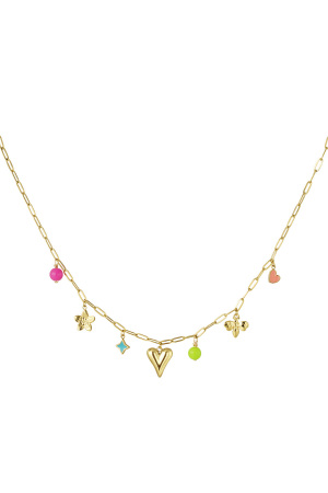 Collier Charm Avec Charms Colorés - Doré h5 