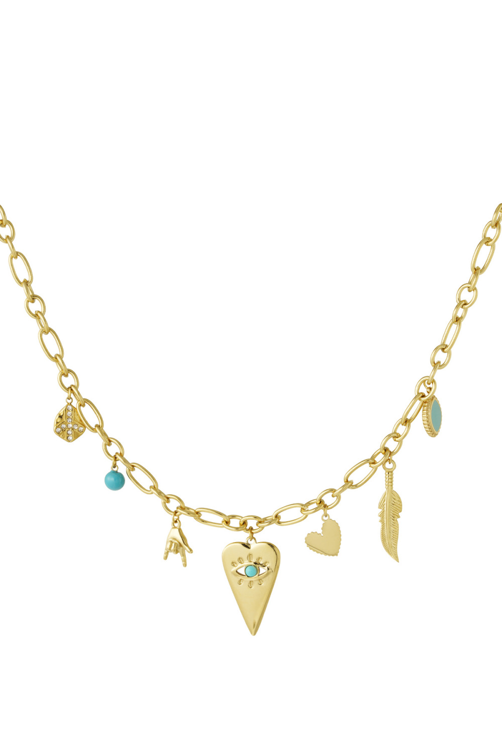 Collier À Breloques Avec Breloques Joyeuses - Doré