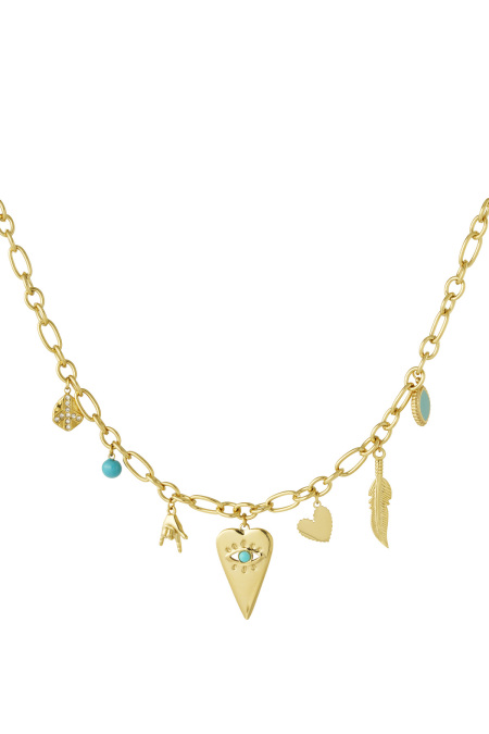 Collier à breloques avec breloques joyeuses - doré