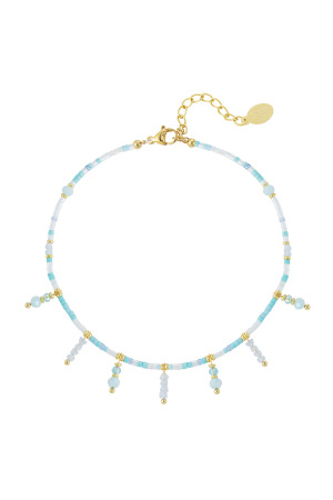 Bracelet Perlé Avec Pendentifs Perlés - Bleu/Couleur Or h5 