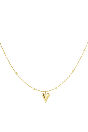 Collier Petite Boule Avec Coeur - Doré h5 