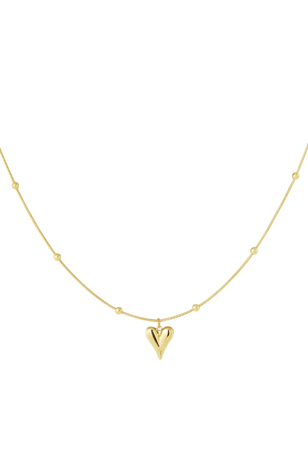Collier petite boule avec coeur - doré