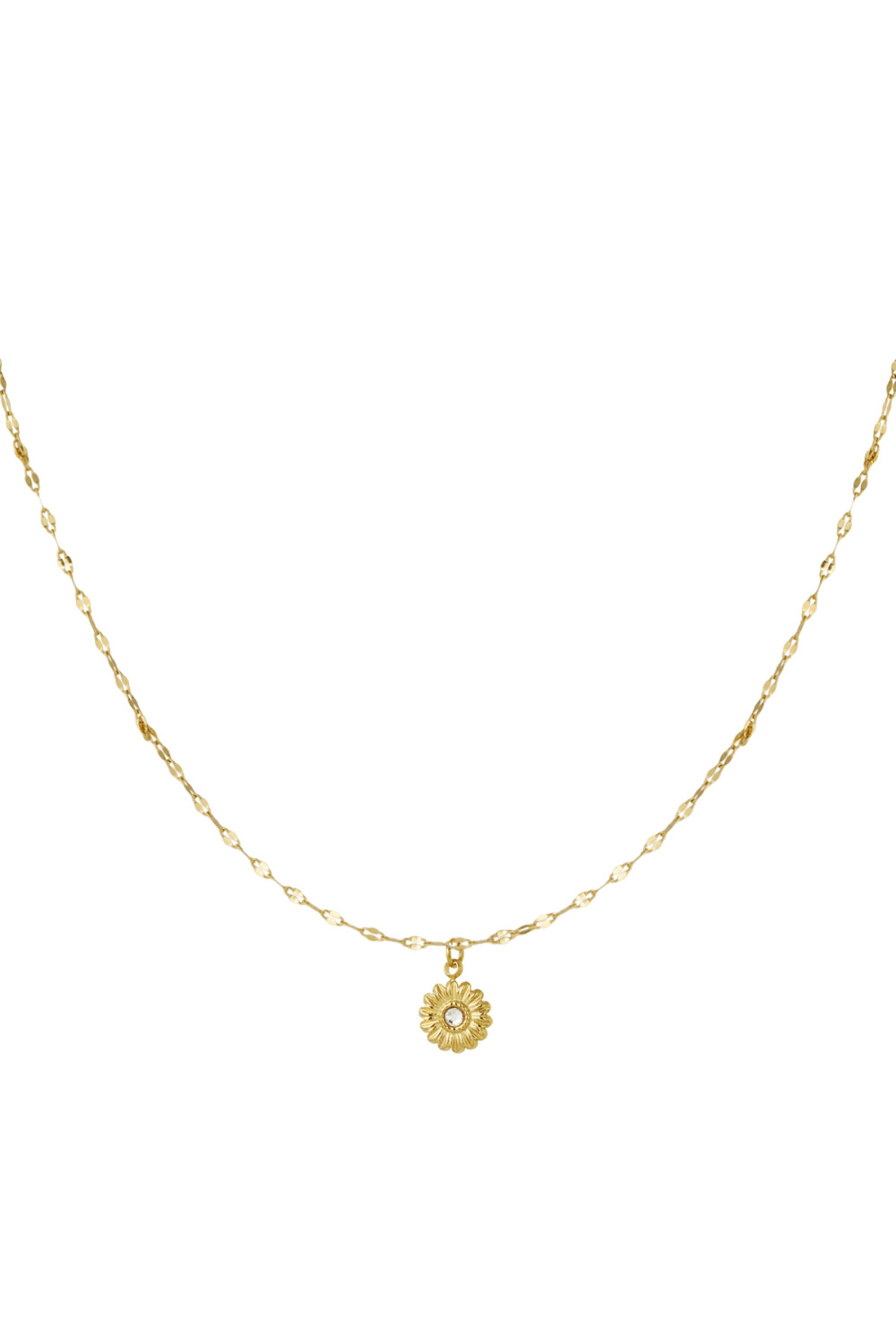 Collier Torsadé Breloque Fleur - Doré  