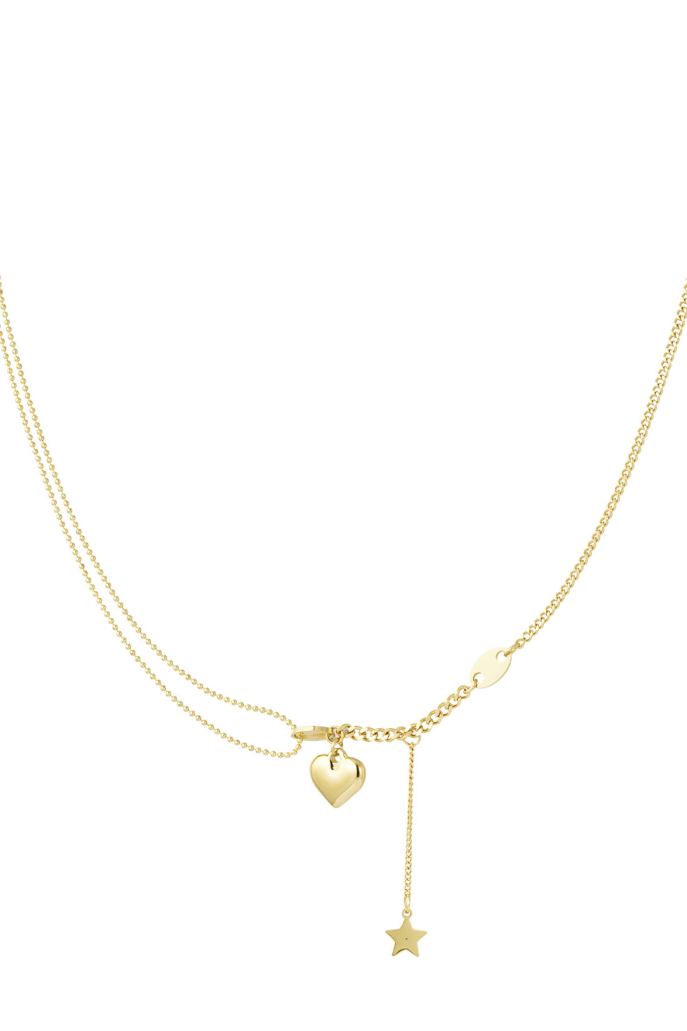 Collier Avec Breloque Coeur Et Étoile - Doré