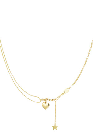Collier Avec Breloque Coeur Et Étoile - Doré h5