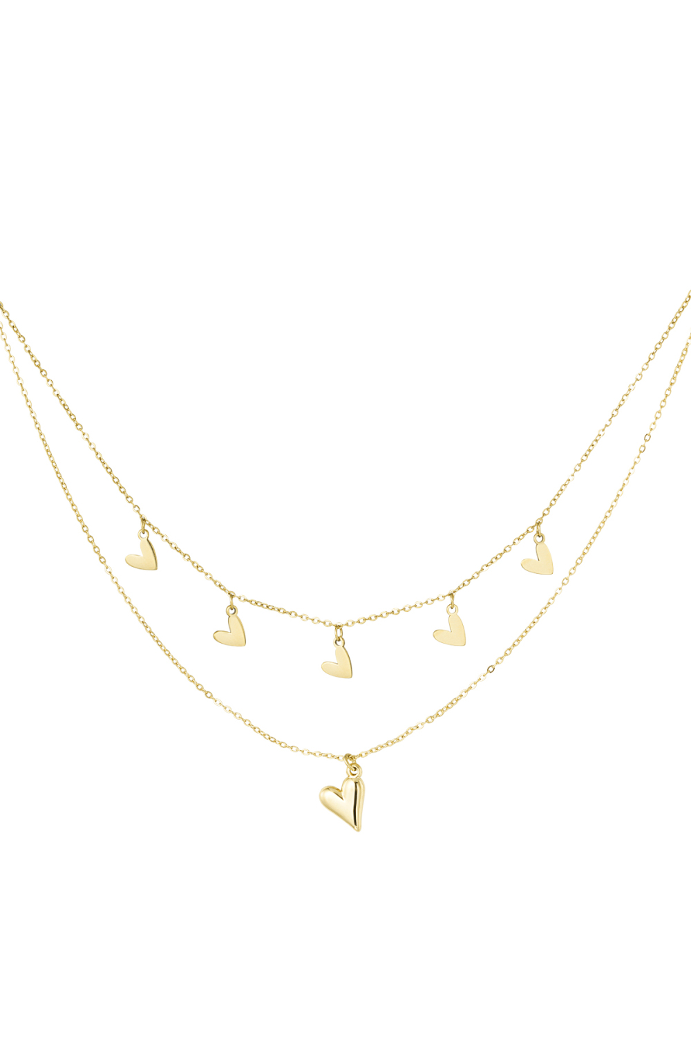 Collier Double Coeur - Doré 
