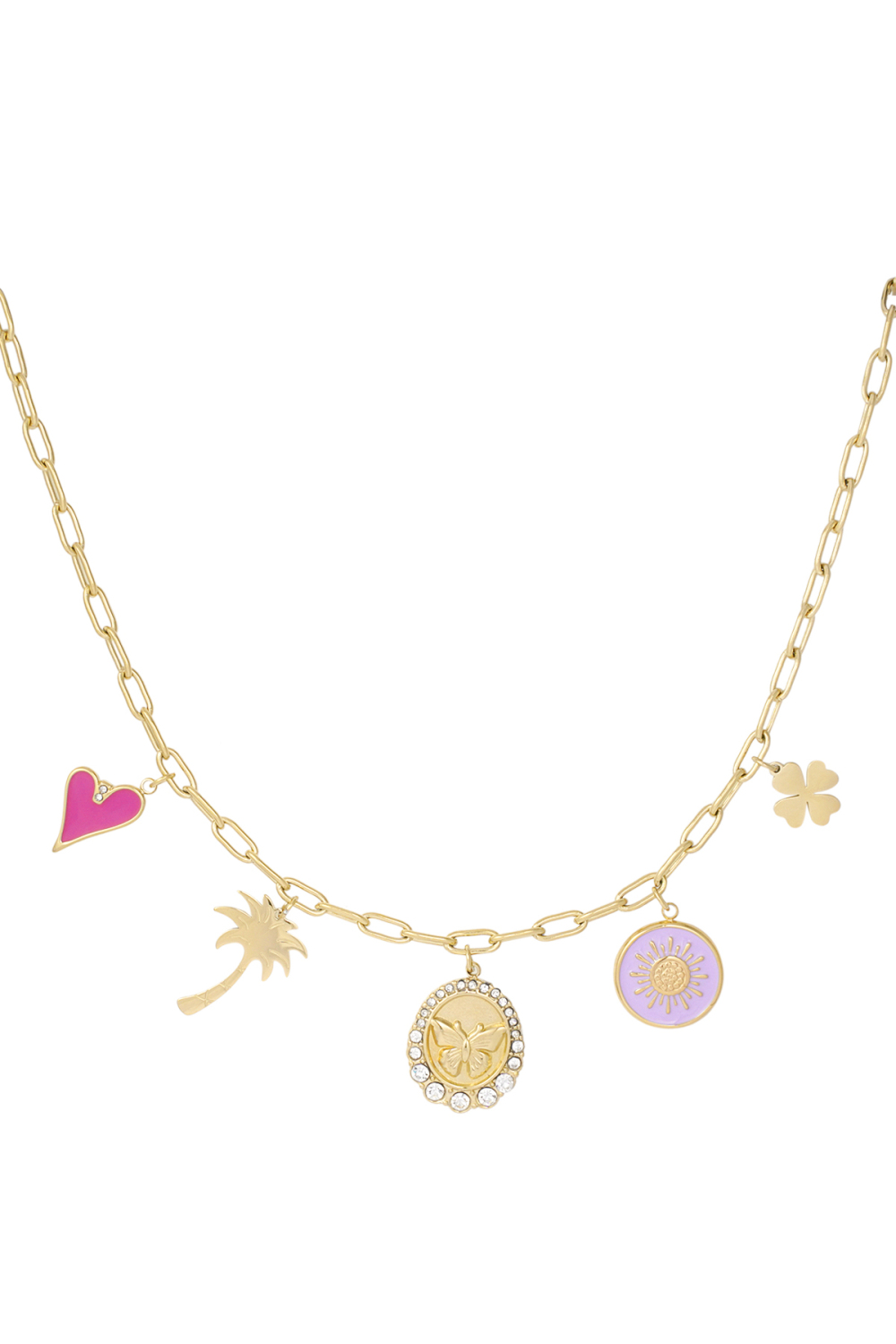 Collier À Breloques Ressorts Palmiers - Doré 