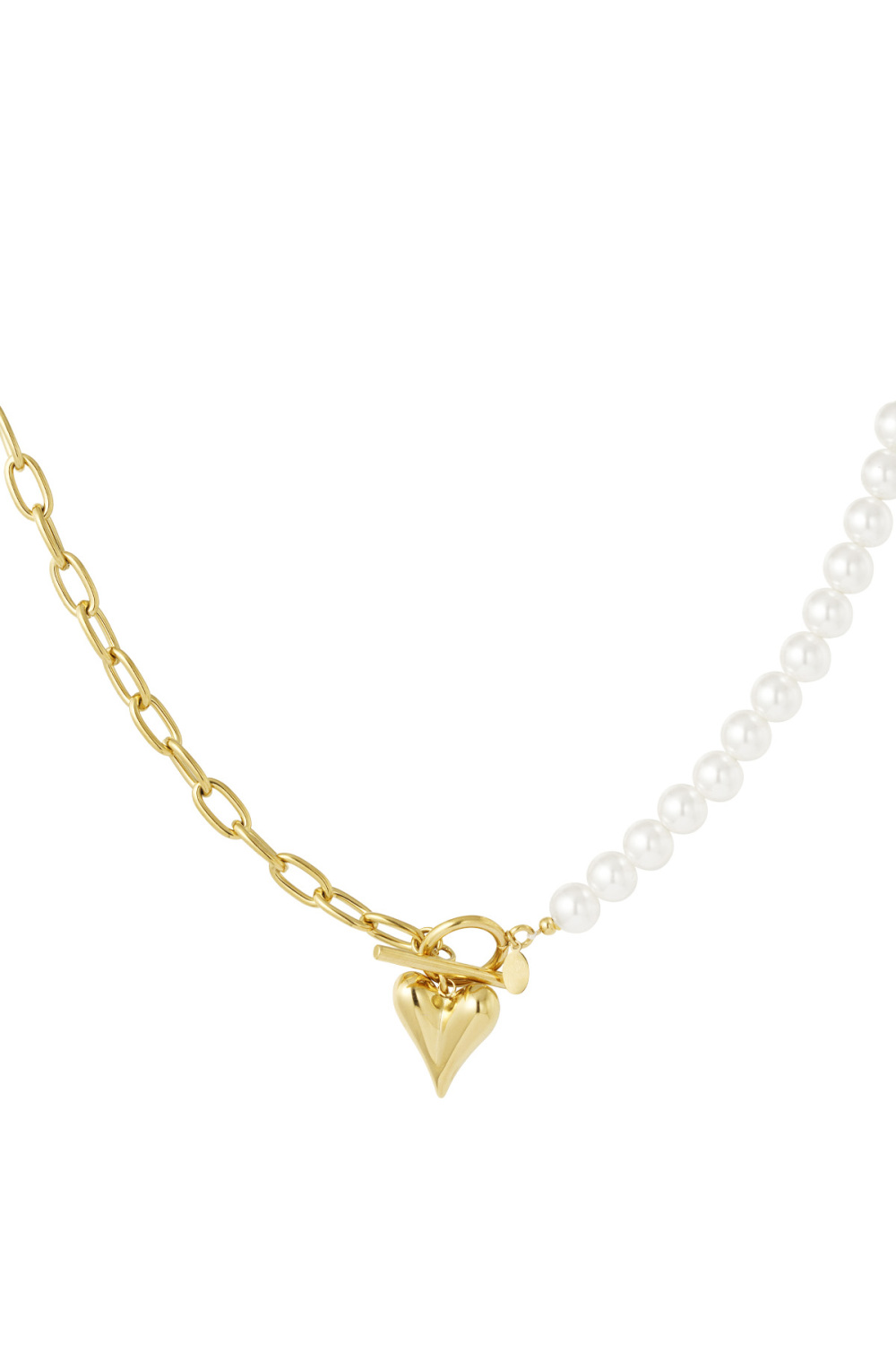 Collier De Perles Avec Coeurs - Doré 