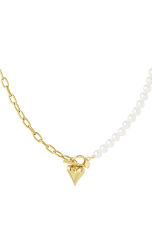 Collier De Perles Avec Coeurs - Doré h5 