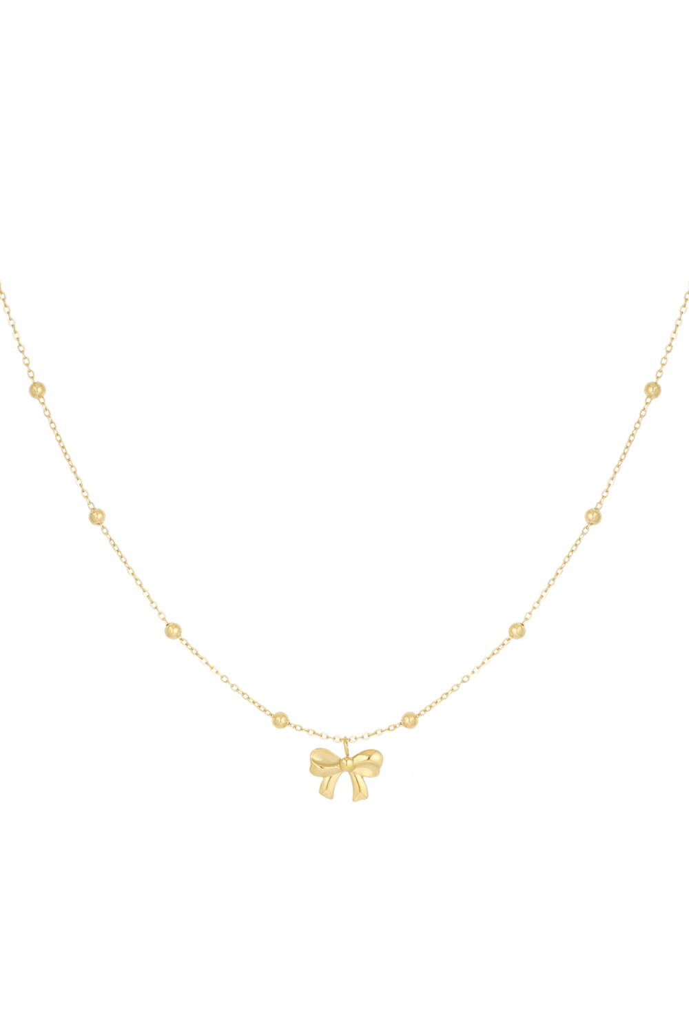 Collier Avec Boules Et Noeud - Doré