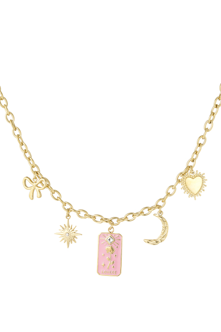 Collier à breloques amoureux des roses - doré