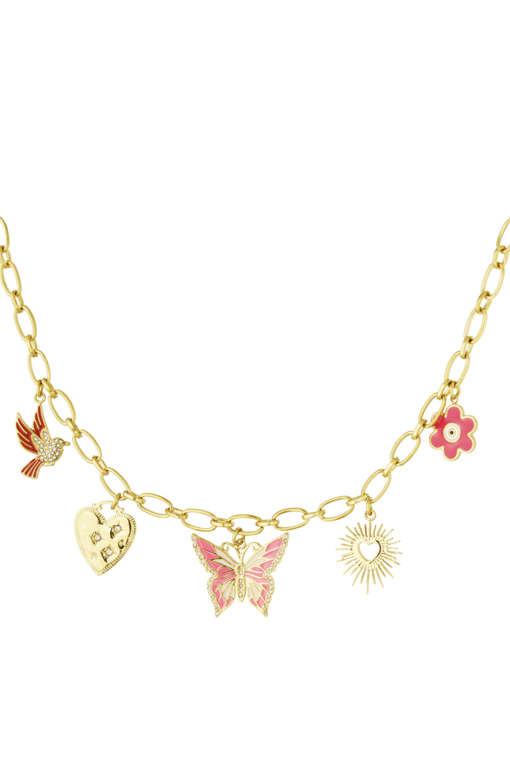 Collier Charms Appels De La Nature - Doré Rose