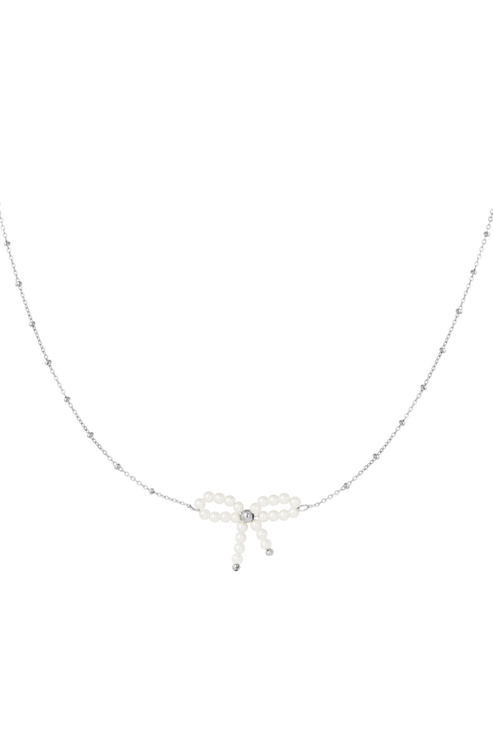 Collier Noeud De Perles - Couleur Or Blanc