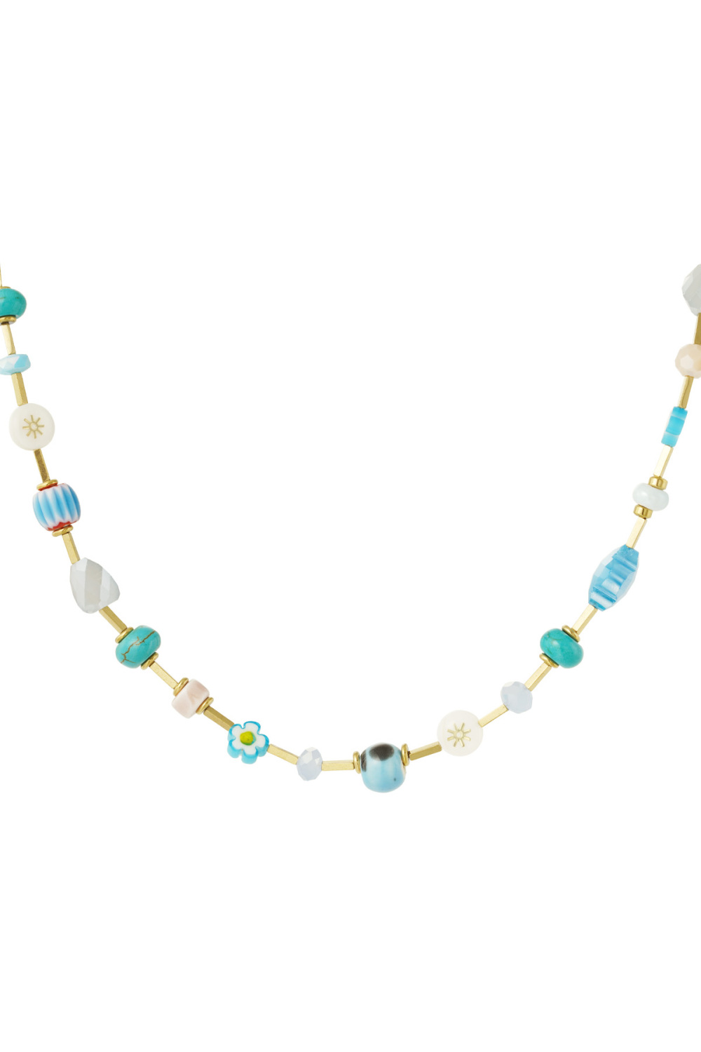 Collier Tréscouleur Or Vintage - Couleur Or Bleu 