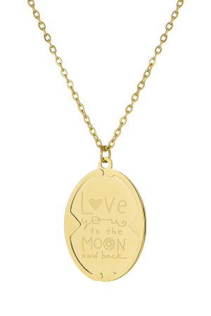 Collier Je T'aime Jusqu'à La Lune Et Au Dos - Doré h5 Image2