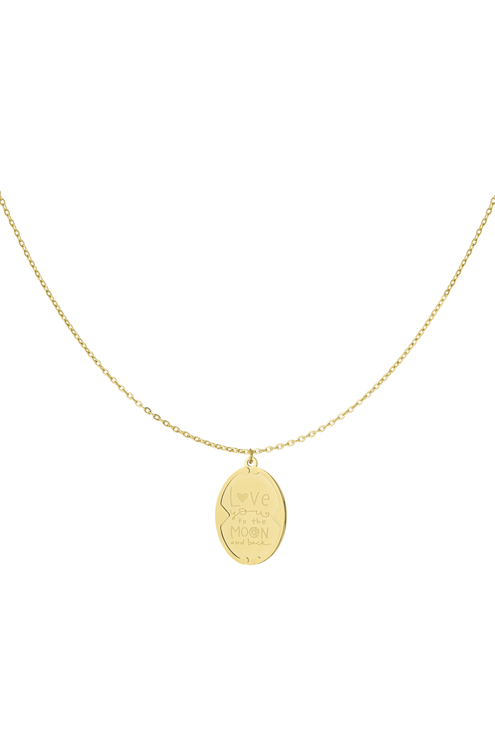 Collier Je T'aime Jusqu'à La Lune Et Au Dos - Doré 