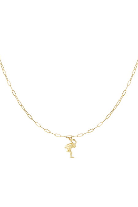 collier chaîne flamant rose