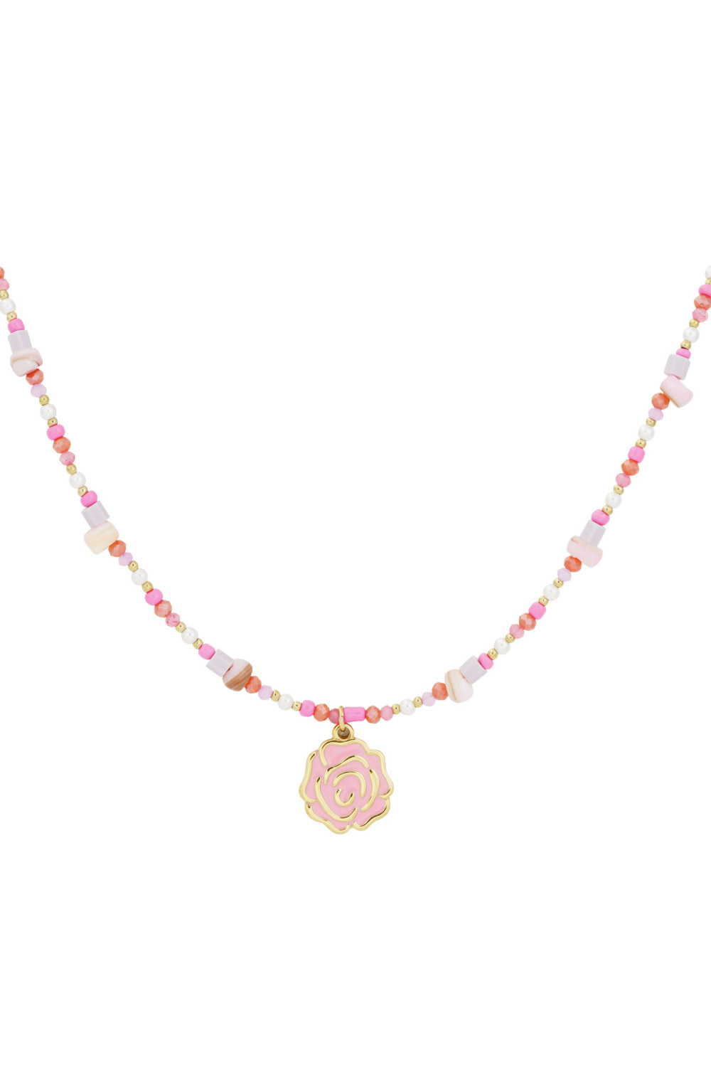 Collier De Perles Roses - Couleur Rose Et Or