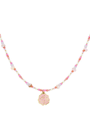 Collier De Perles Roses - Couleur Rose Et Or h5