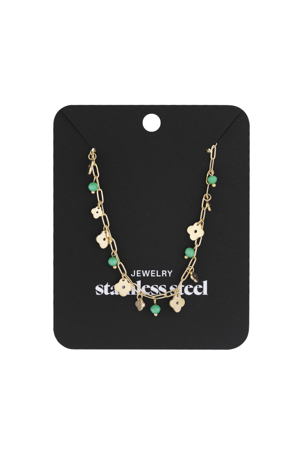Collier Trèfle Basic - Couleur Or Vert Image3