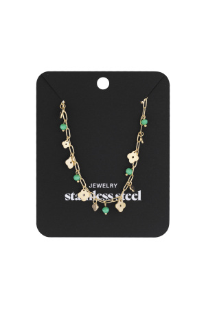Collier Trèfle Basic - Couleur Or Vert h5 Image3