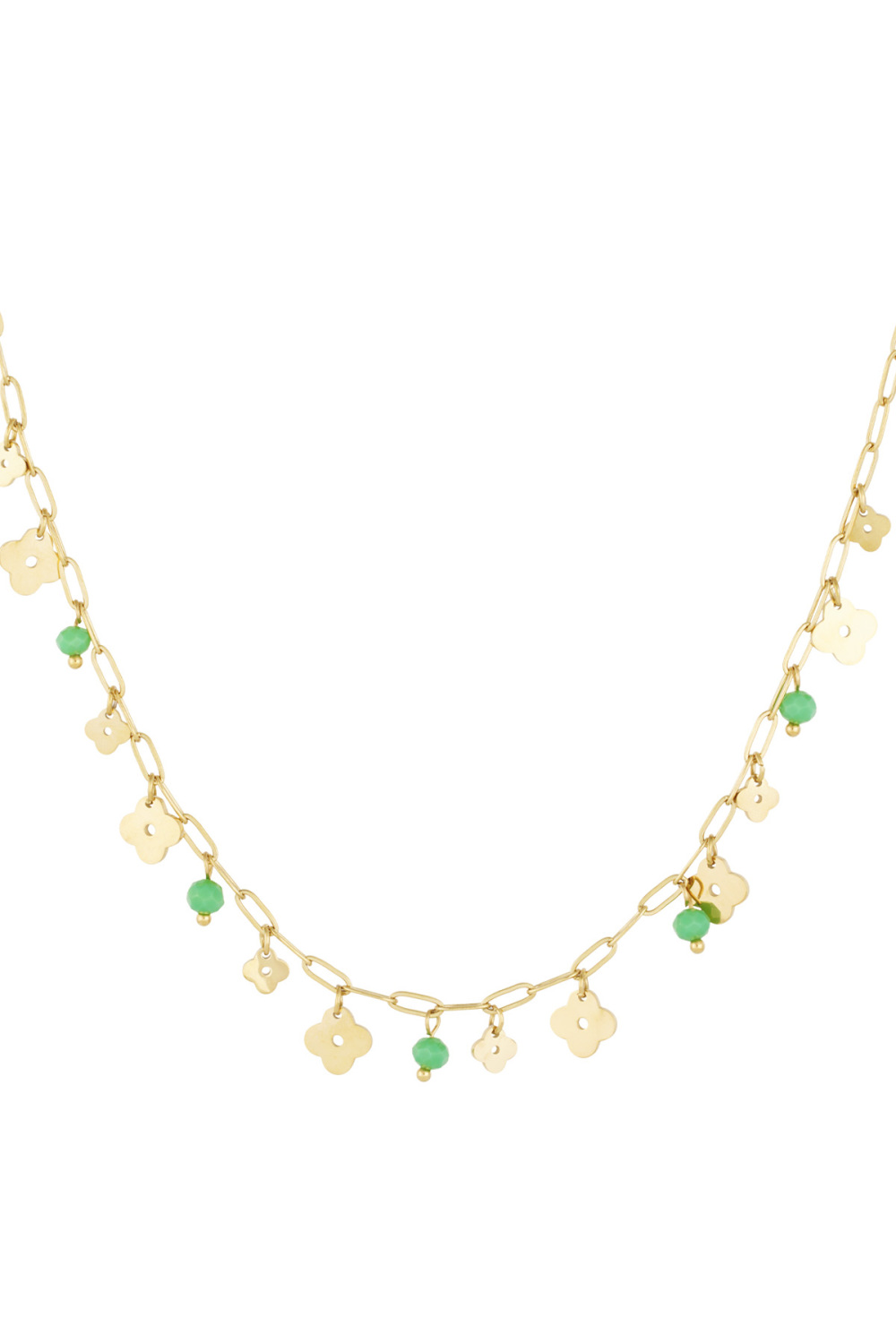 Collier Trèfle Basic - Couleur Or Vert 