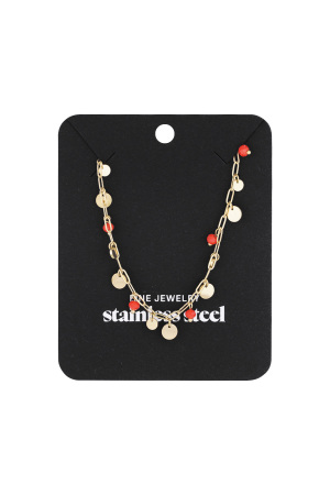 Collier Mix D'couleur Or Et De Rouge h5 Image3