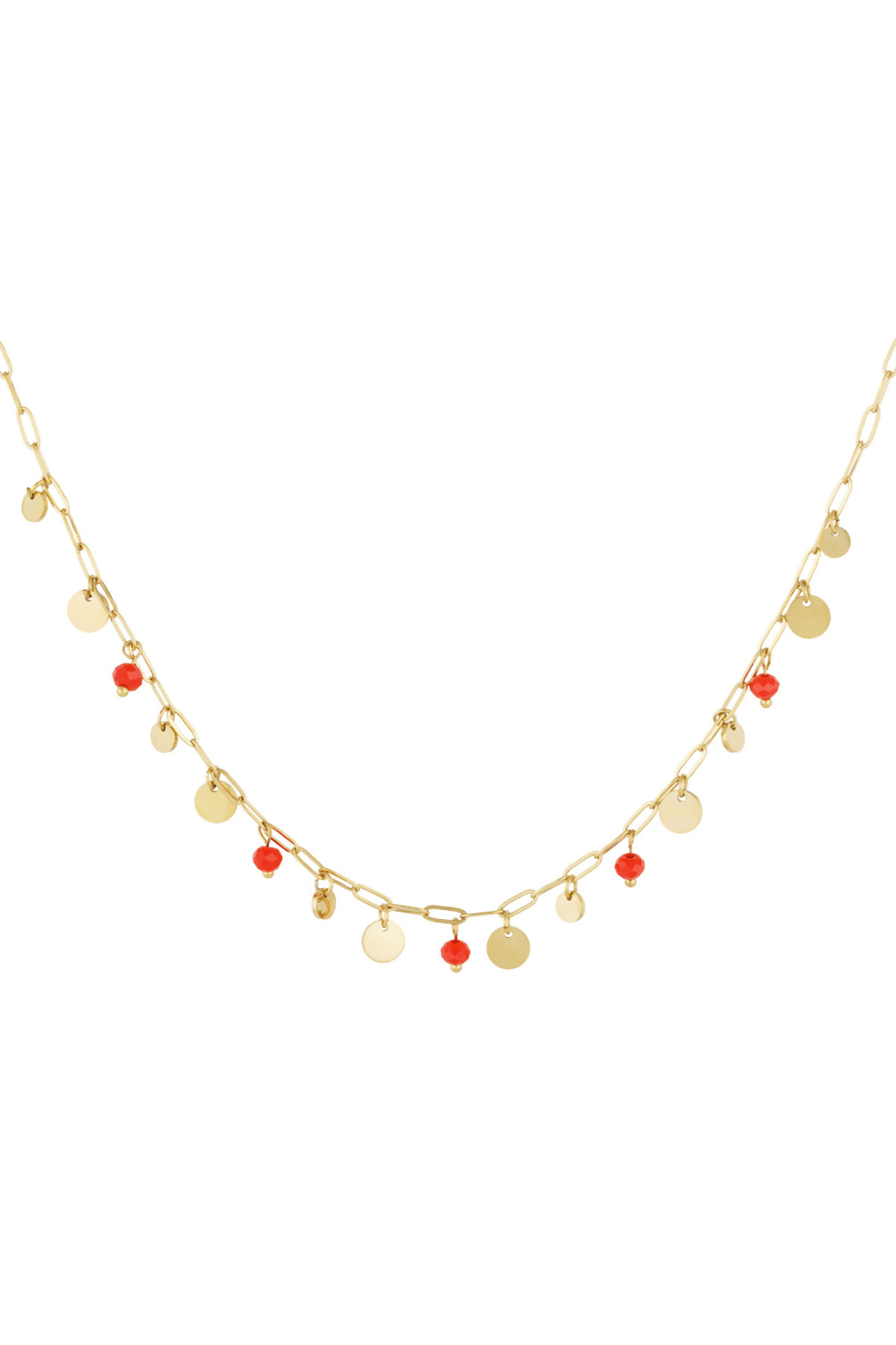Collier Mix D'couleur Or Et De Rouge 