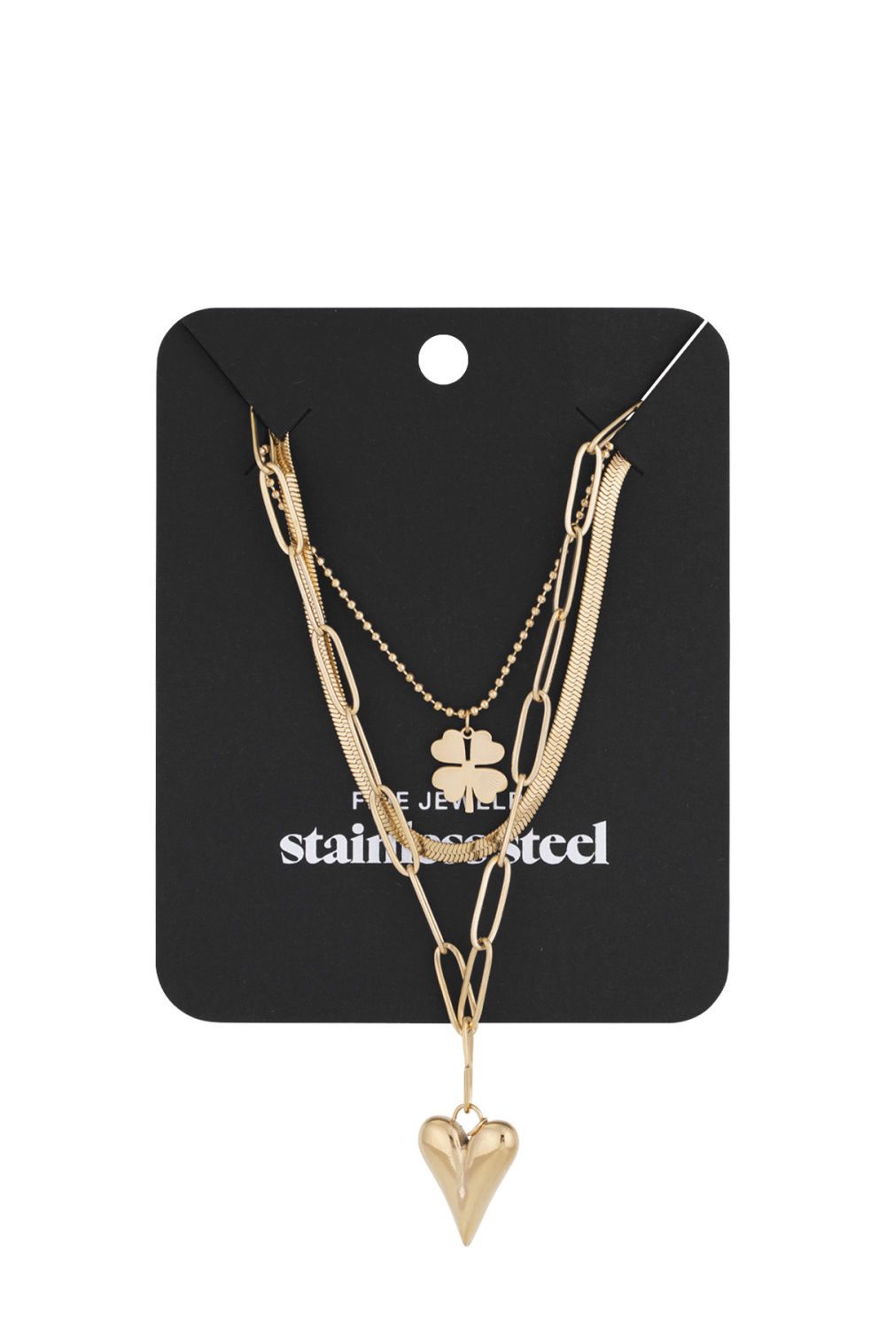 Collier Trois Rangs Trèfle Et Coeur h5Image3