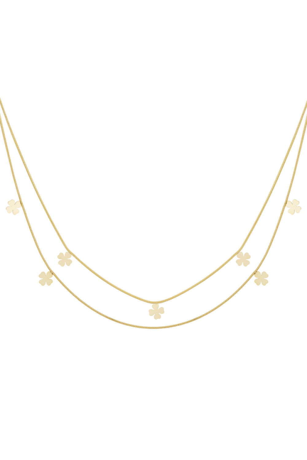 Collier Double Trèfle - Couleur Dorée 