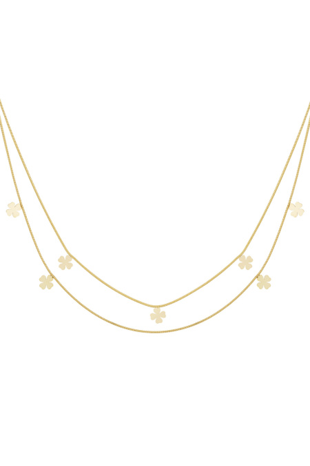 Collier double trèfle - Couleur dorée
