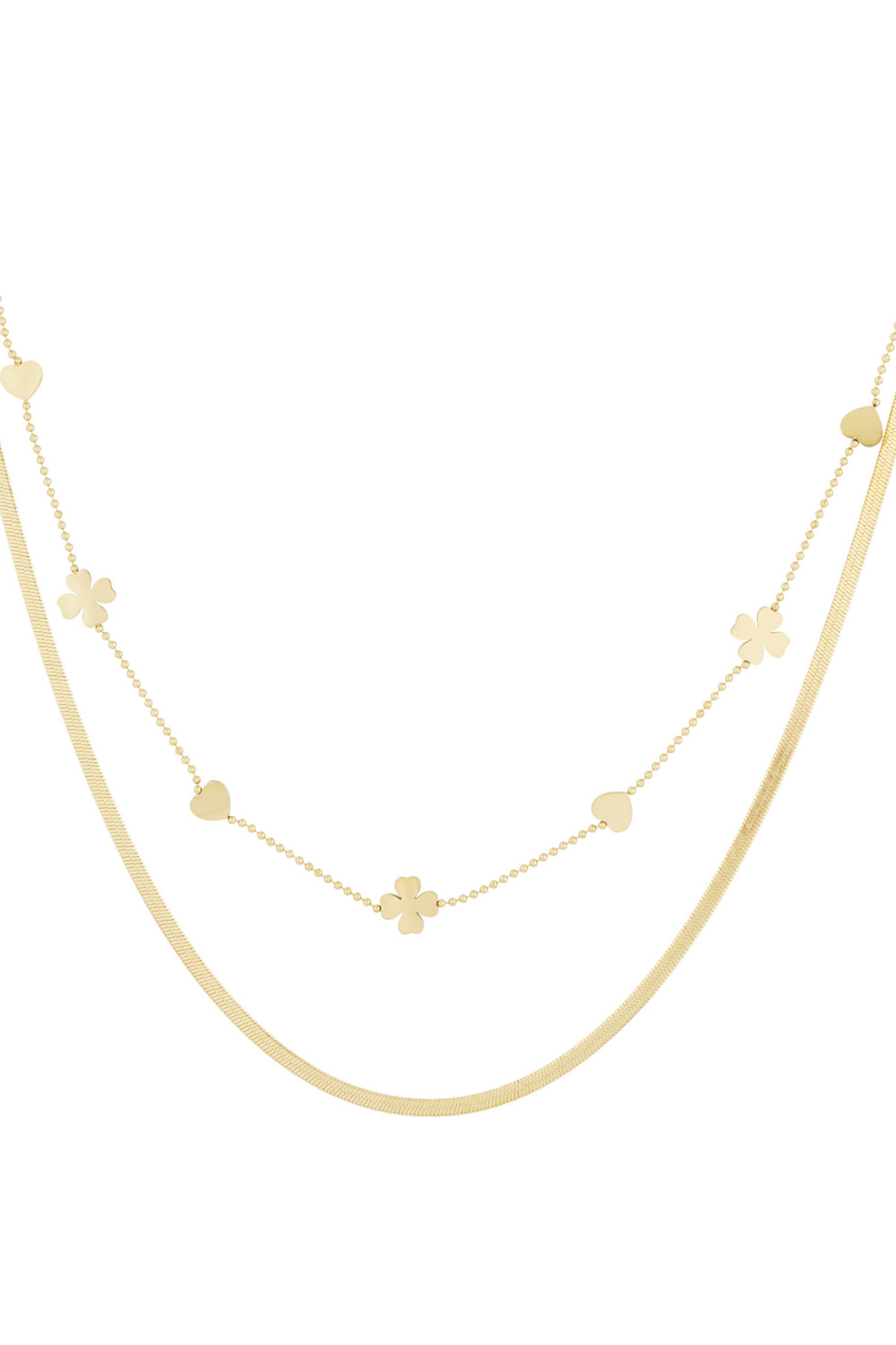 Collier Double Coeur Trèfle 