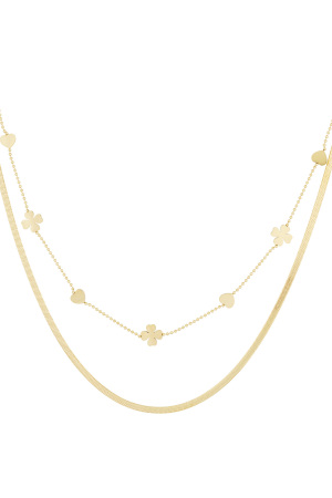 Collier Double Coeur Trèfle h5 