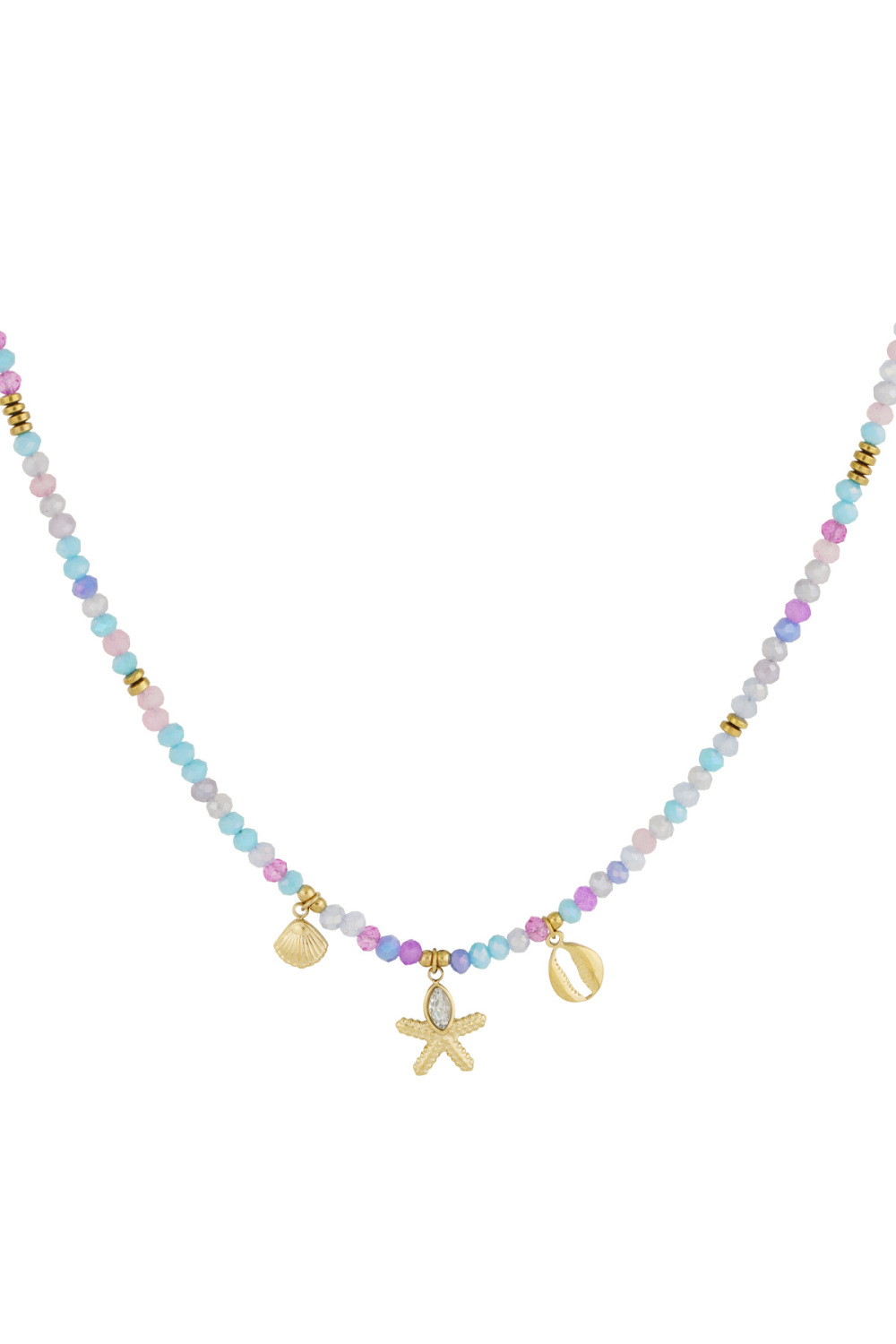 Collier Coquillage Party - Bleu Couleur Or 