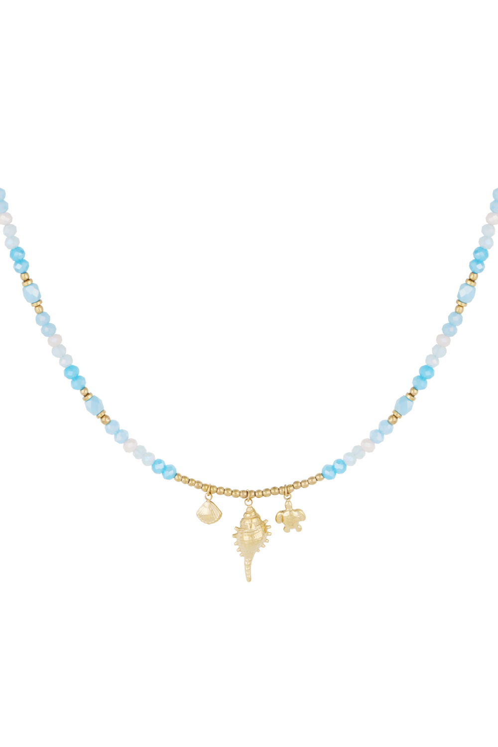 Collier Coquillage Spectacle - Couleur Bleu Or 