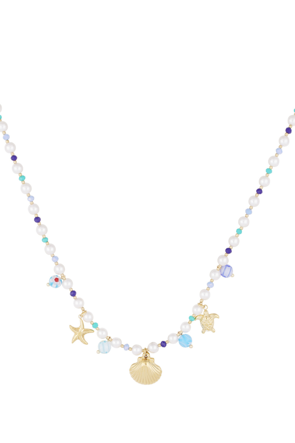 Collier Amoureux Des Tortues - Couleur Bleu Or 